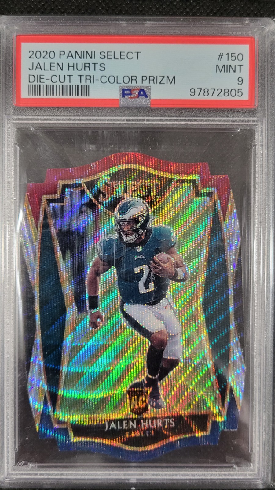 2020 Panini Select Jalen Hurts Premier Level Die-Cut Tri-Color # 150 Psa 9