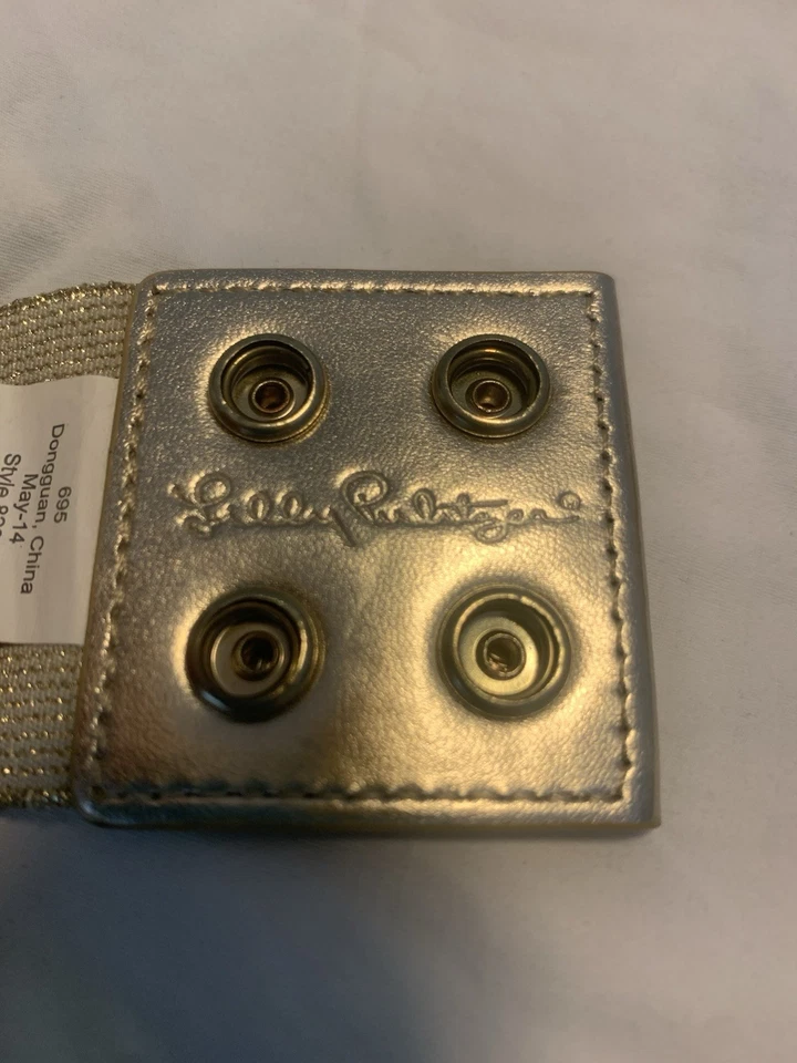 Lilly Pulitzer Metálico Dorado Elástico, Cinturón Talla Mediana/Grande Foto 3 de 4