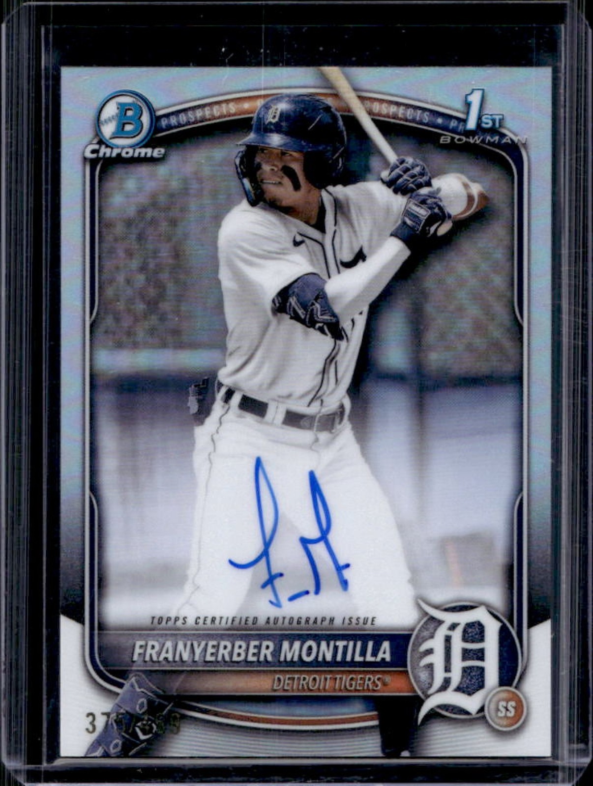 2025 Bowman Franyerber Montilla Chrome Auto Refractor 1st Prospect #/499 Tigers