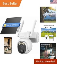 Wireless Solar Security Camera - 360 HD PTZ with PIR Alerts 2-Way Talk