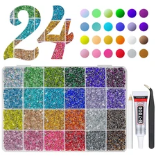 24000PCS 24 Color 3Mm Crystal Resin Rhinestones Flatback SS10 Colorful Rainbow S