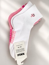 PINK Women s 2-Pair Cushioned Ankle Socks Whi...