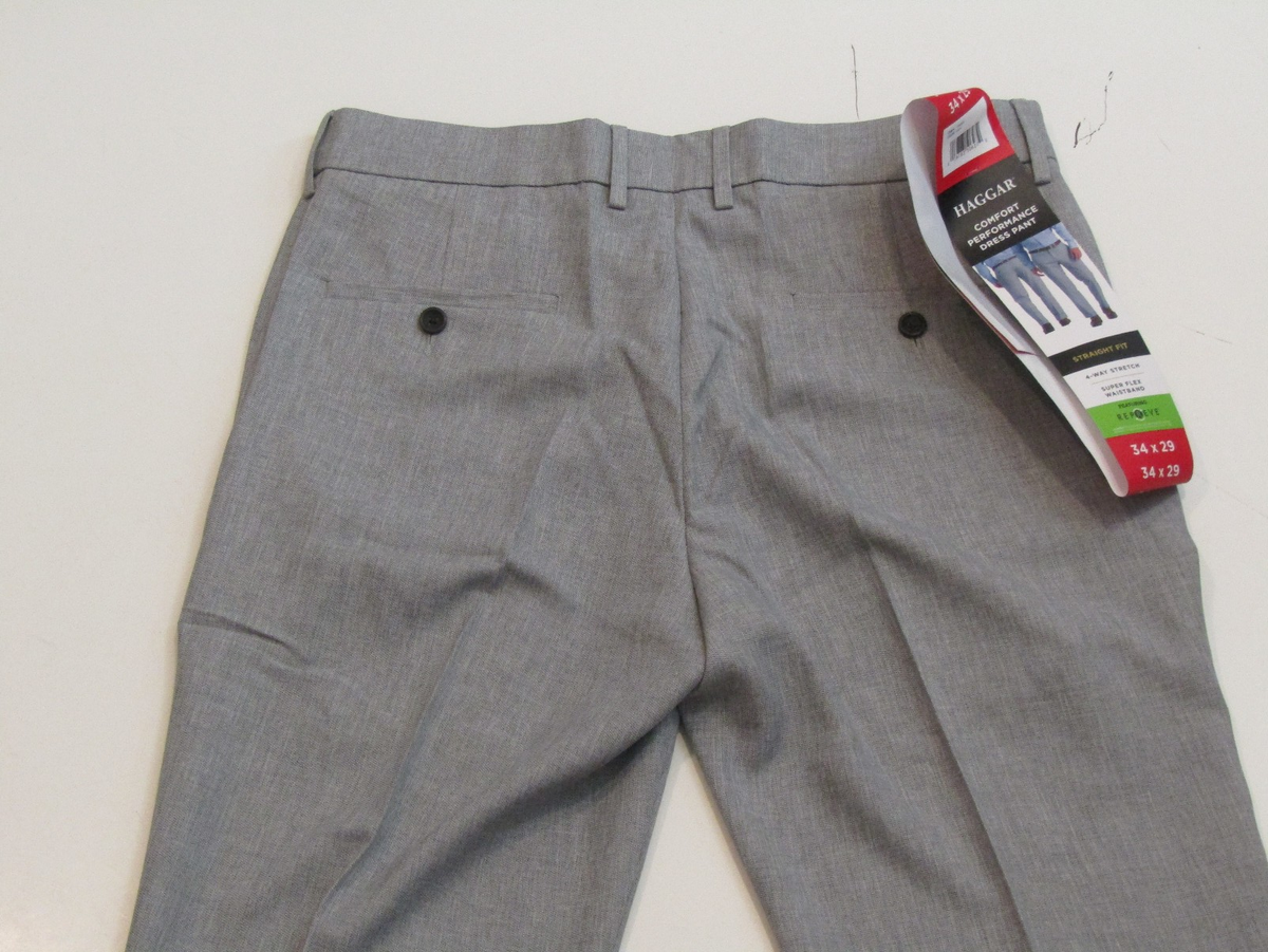 HAGGAR Gray Comfort Performance Straight Fit Dress Pants 30 X 29 NWT Mens