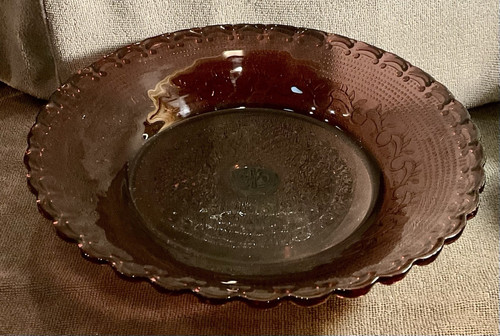 Vtg 12” Pedestal Amethyst Cake/Mint/Cookies Serving Plate W/ Scalloped Edge - Picture 2 of 6