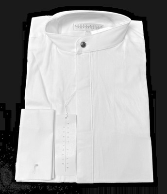 Men s Perry Ellis Portfolio White Banded Collar Dress Shirt Cotton NWT 15.5 35
