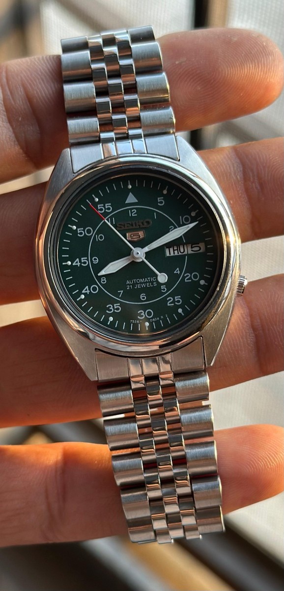 Seiko 5 Automatic 21 jewels japan Made Green Dial Watch For Mens