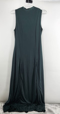 Mango MNG Women's Medium Dark Green Godet Perkins Collar Dress NWT