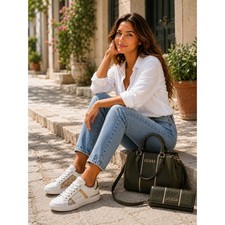 Borsa a mano Guess verde oliva e portafoglio abbinato set ferramenta oro