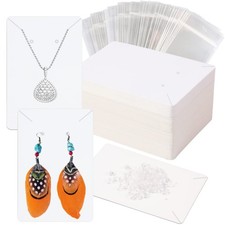 FOIMAS 100pcs Earring Display Card,White Necklace Card Holder White
