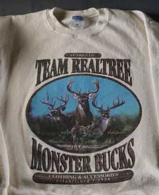 Vintage Team Realtree Monster Bucks Sweatshirt Mens Large White 90s Hunting Deer