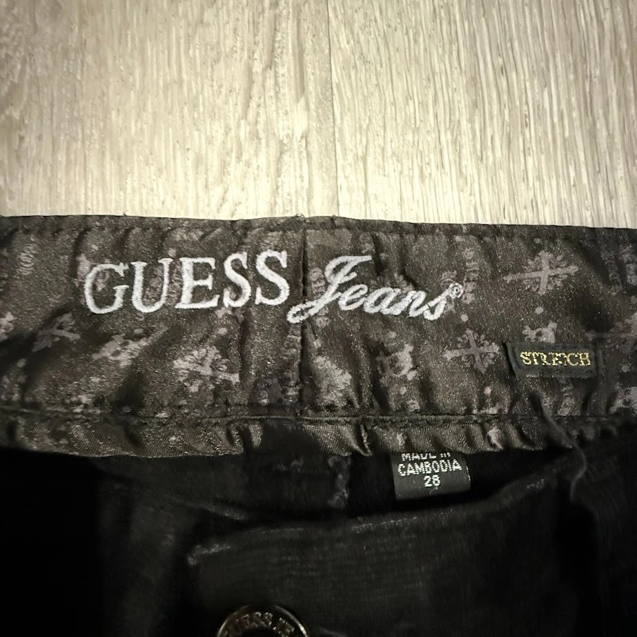 Pantalones ajustados Guess Jeans para mujer talla 28 negros de pana tiro bajo elásticos 30x32 Foto 3 de 4