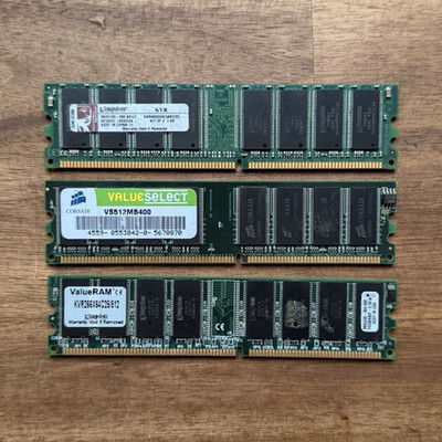 Vintage RAM Bundle Kingston Corsair DDR Memory Lot 3 Sticks