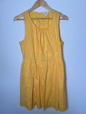 J.Crew Embellished Pineapple Fit & Flare Dress Orange Yellow Pockets Size 12