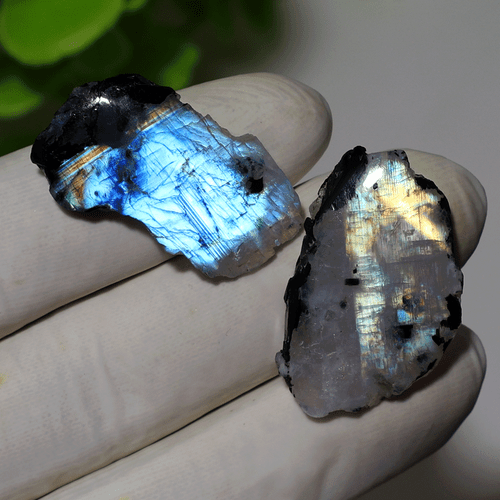 Brillo Aurora ~ Lote de 8 losas de cristal pulido de forma libre de piedra lunar arco iris natural - Imagen 6 de 12