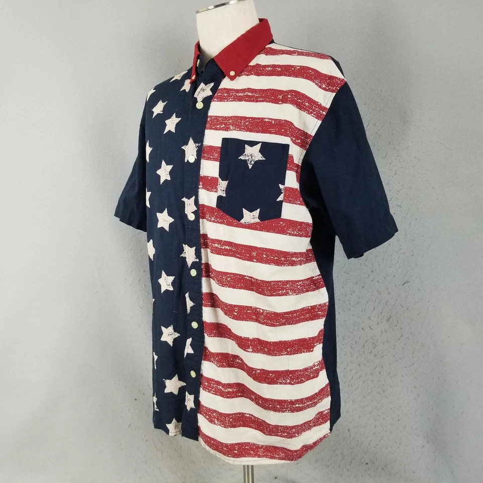 Red Head Shirt Mens Large Stars Stripes American Flag Patriotic USA 4th MAGA - Image 4 of 4