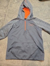 Under Armour Youth Medium Gray Bright Orange Logo Hoodie
