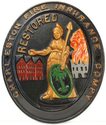 Rare John Wright Charleston Fire Insurance Co. Cast Iron Plaque Made in USA 1975