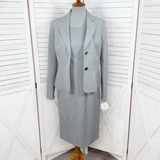 Kasper Sheath Dress Blazer Suit Women 4 Sharkskin Grey Professional Business