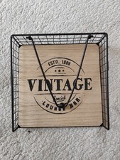 Serviettenhalter - Metall + Holz - schwarz + Holz