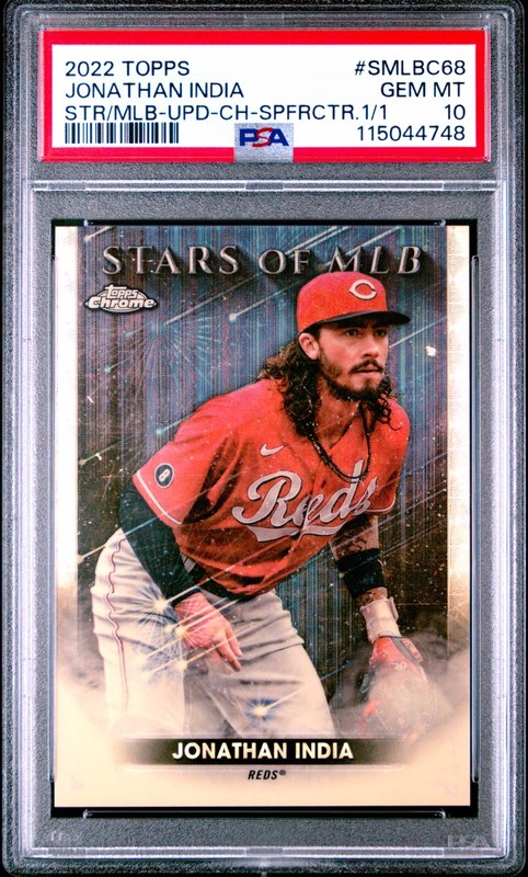 2022 Topps Chrome Stars of MLB SMLBC68 Jonathan India SUPERFRACTOR 1/1 PSA 10
