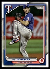 Max Scherzer 2024 Bowman #99 Texas Rangers FREE SHIPPING AutographDen