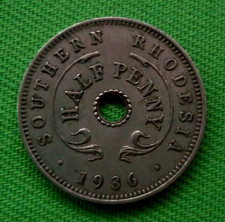 1936 SOUTHERN RHODESIA HALF PENNY COIN - SCARCE COIN - Low Mintage.