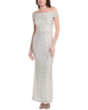 Vince Camuto Off-The-Shoulder Sequin Gown Women's Metallic 6