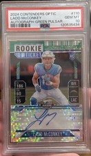 2024 Contenders Rookie Ticket Auto Ladd McConkey Green Pulsar /30 POP 1 PSA 10
