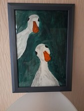 Handgemaltes Acryl Bild, Unikat, hinter Glas im Holzrahmen, (34 X 29 cm Rahmen)