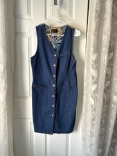 Vintage Truly Yours denim button front sleeveless jumper dress cotton size 8P