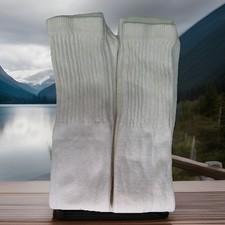 2 Pairs VTG Tube Socks 1980's 22" White Men's NOS USA Cotton Sports 90's