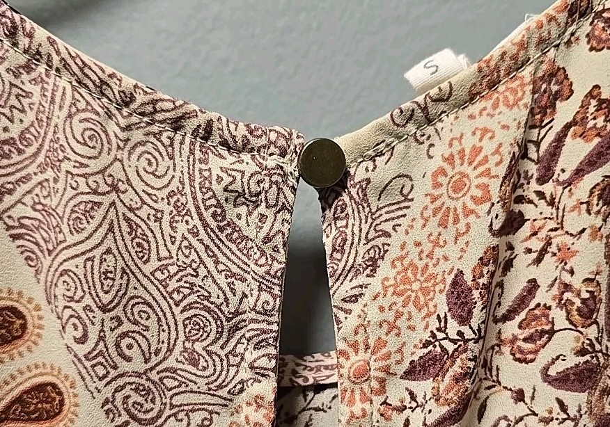 Maurices~Multicolor Patchwork Floral Babydoll Tan… - image 3