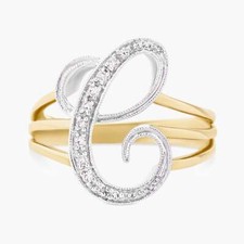 Diamond Script Initial C Ring