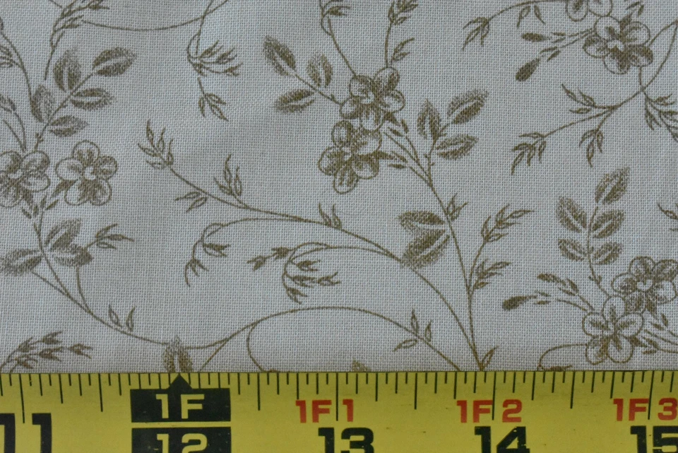 By 1/2 Yd, Brown Floral on Tan Quilt Cotton, Moda/"Muslin Mates", B1468 - Image 4 of 4