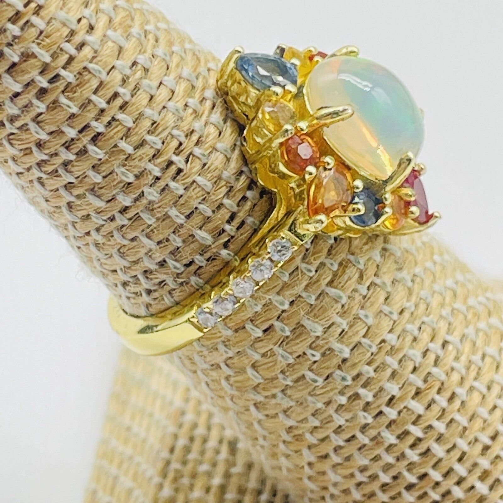 Opal Ring Sterling Silver Gold Plated Beryllium S… - image 8