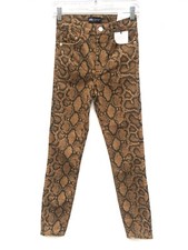 Zara Brown Python Snake Print Stretch High Rise Skinny Jeans Womens Size 4 NEW