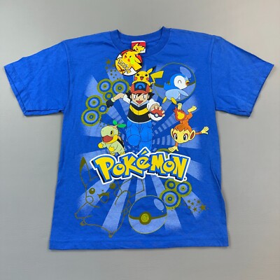 Vintage Pokemon Shirt Boys Small Giant Tag Ash Piplup Turtwig Chimchar Deadstock