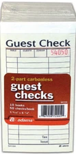 2-Part Carbonless Guest Check - 50 checks/book - 10 pk.