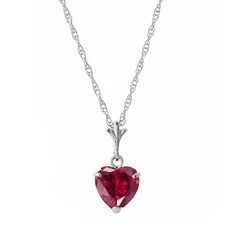 1.45 ct 14k 18" Solid White Gold Necklace Heart-shaped Ruby