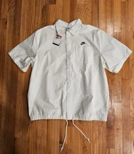 Nike Club Oxford Button up Short Men's SZ XL-L-M Sleeve Shirt White  FN3902-133