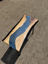 RIVER TABLE-black walnut with blue epoxy river- end/side Table