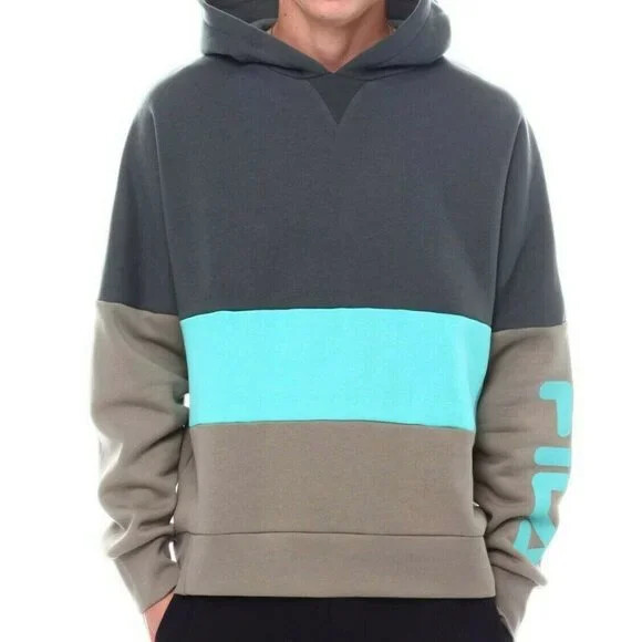 Felpa con cappuccio uomo Fila grigio teal kaki pile