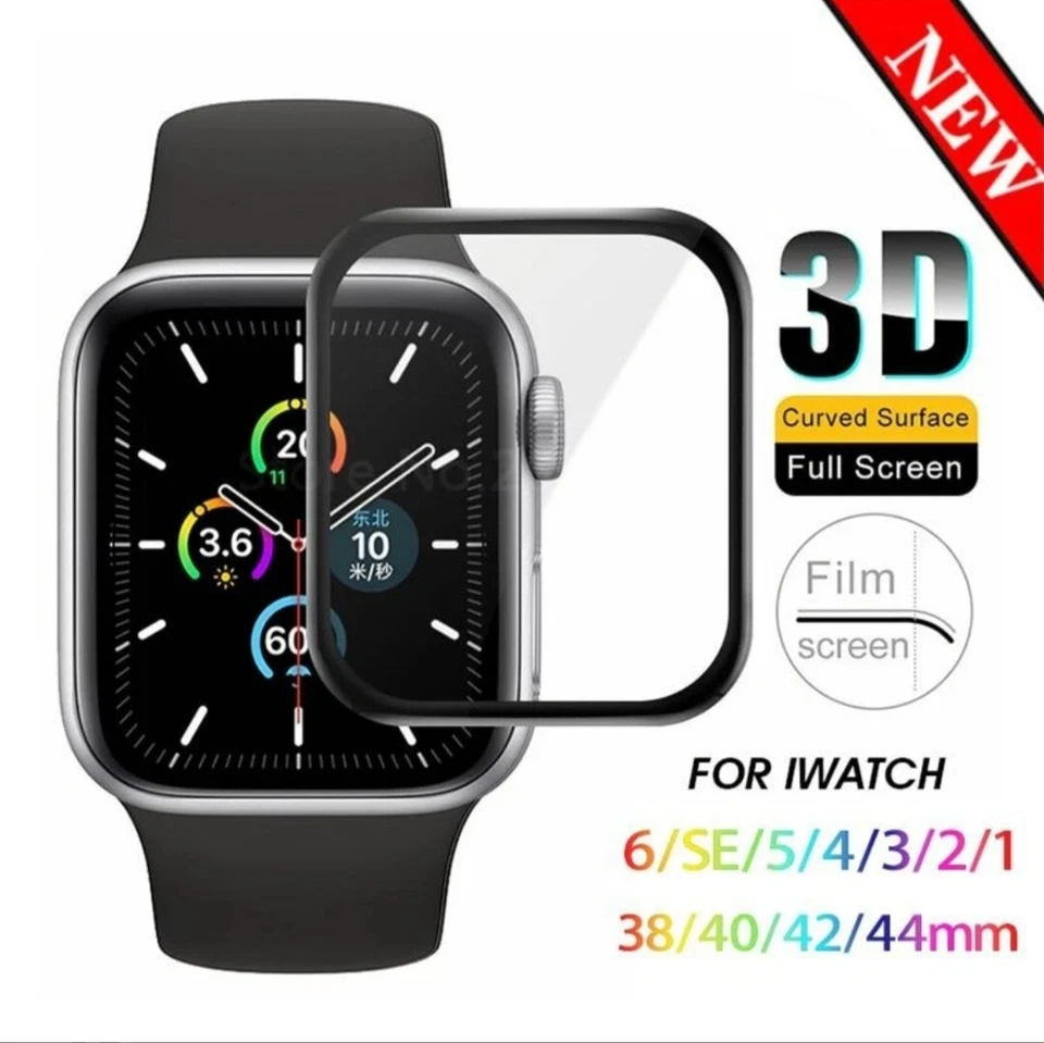  4 Pack Apple  iWatch 6/ 5/4/3/1/SE 3D Tempered Glass Size 44mm,42mm,40mm & 38mm - Image 2 of 4