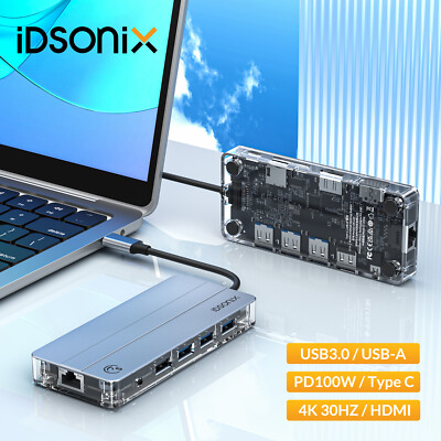 USB C Hub 11in1 USB C Docking Station with 4K HDMI VGA 100W PD Ethernet Adapter