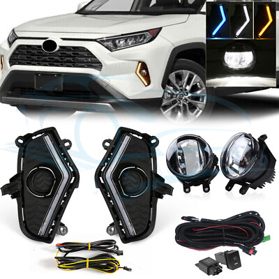 For Toyota RAV4 2019-2025 LED DRL Lamps OEM LED Fog Lights w/ Harness Switch Kit