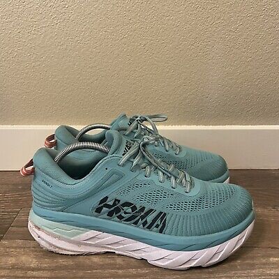 HOKA Bondi 7 Running Shoes Women's Size 10 D Wide Turquoise Blue No  Insoles* 