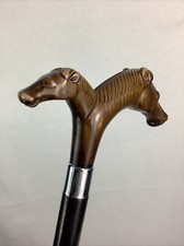 Removable Double Headed Horse Walking Stick Cane 37  Long Vintage Rare HTF