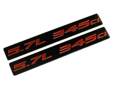 2 5.7 345CI HEMI ENGINE ALUMINUM EMBLEMS RED BLACK FOR CHRYSLER DODGE