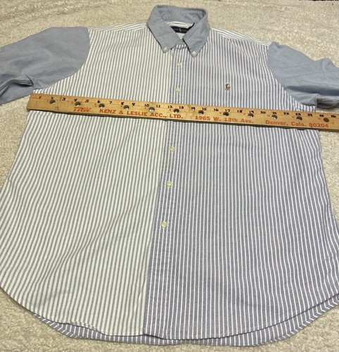 RALPH LAUREN Men's XL Moxford Button Down Striped Flesh Pony Colorblock Shirt - Picture 6 of 10