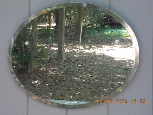 Older English Frameless Oval Shaped Beveled Mirror Free S&H